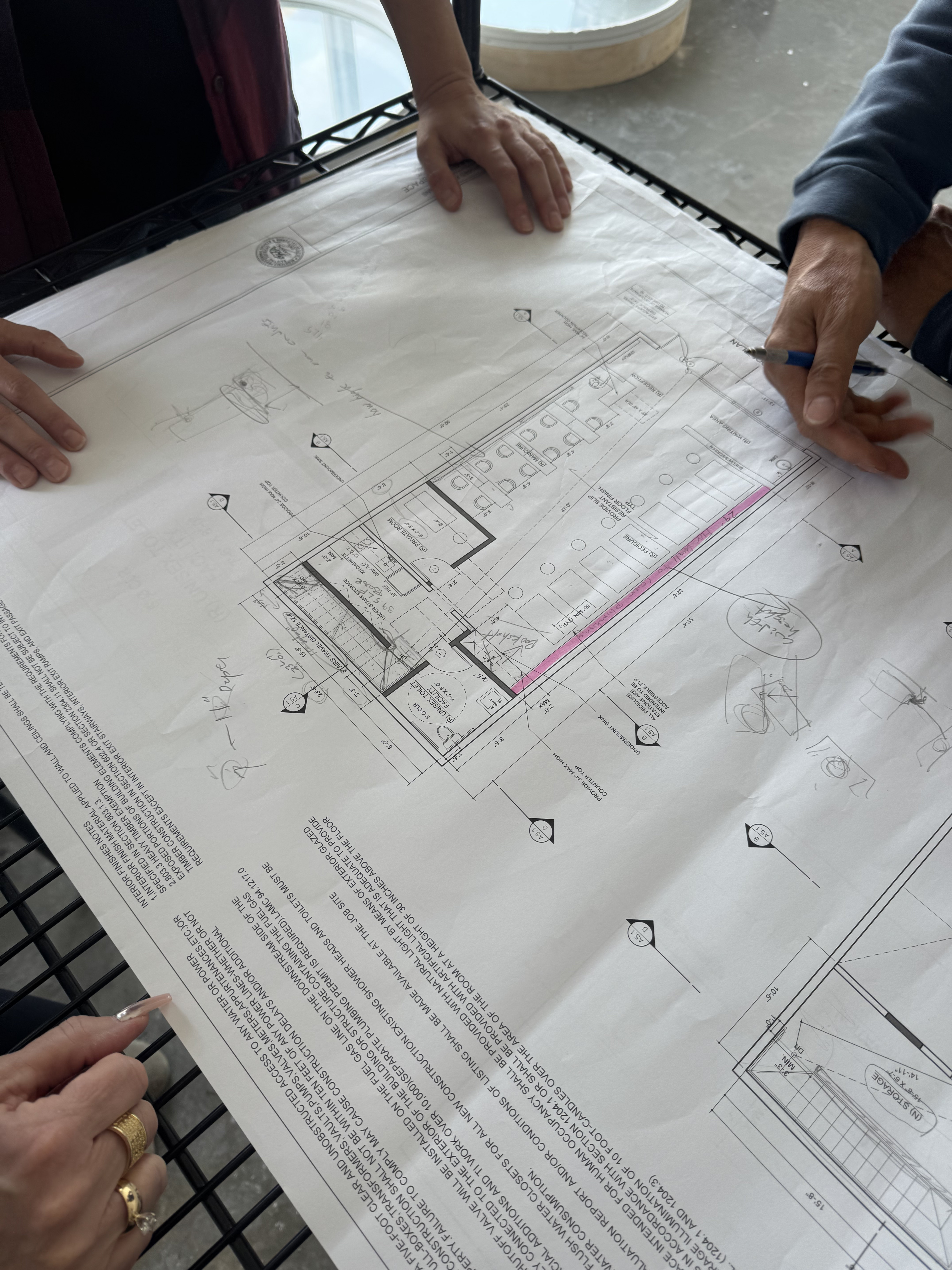 Drawn plans from the Nashville Nails buildout